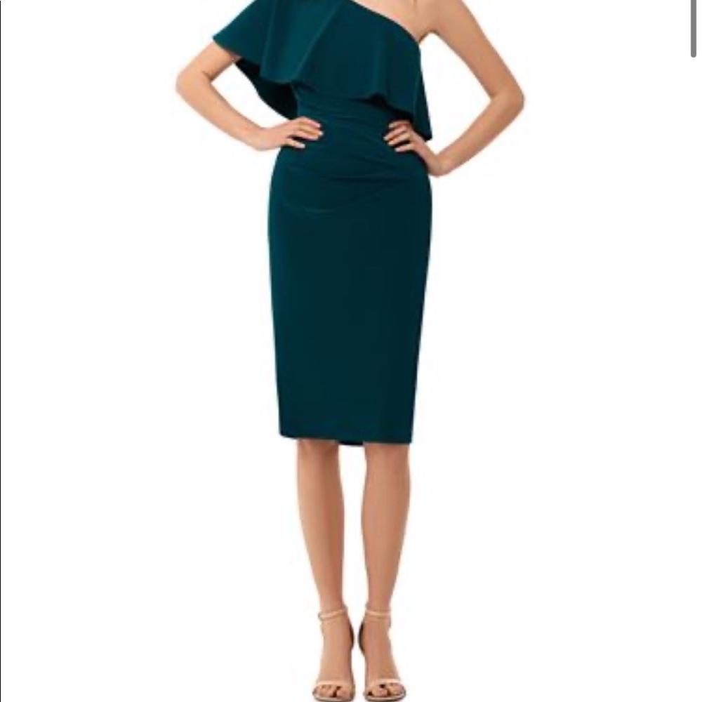 One-Shoulder Ruffle Dress | Emerald Green | 4P